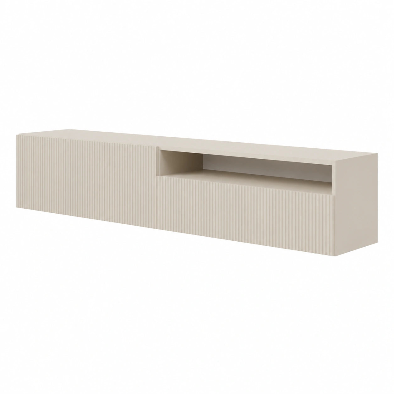 Mobile Porta TV Sospeso, 175 cm, Grigio Beige con Scomparto Aperto