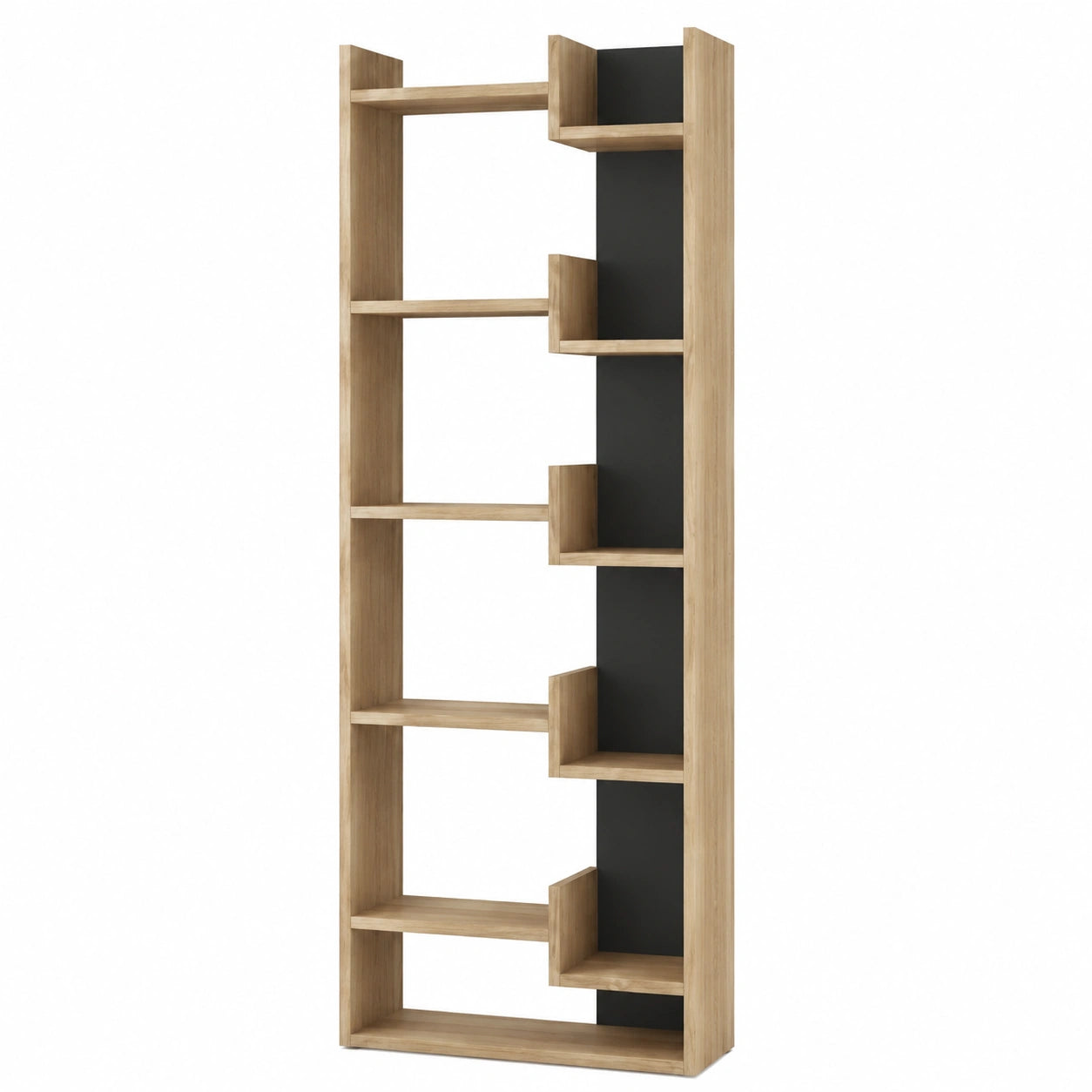 Libreria a 6 Ripiani Stile Contemporaneo in Legno Quercia e Antracite