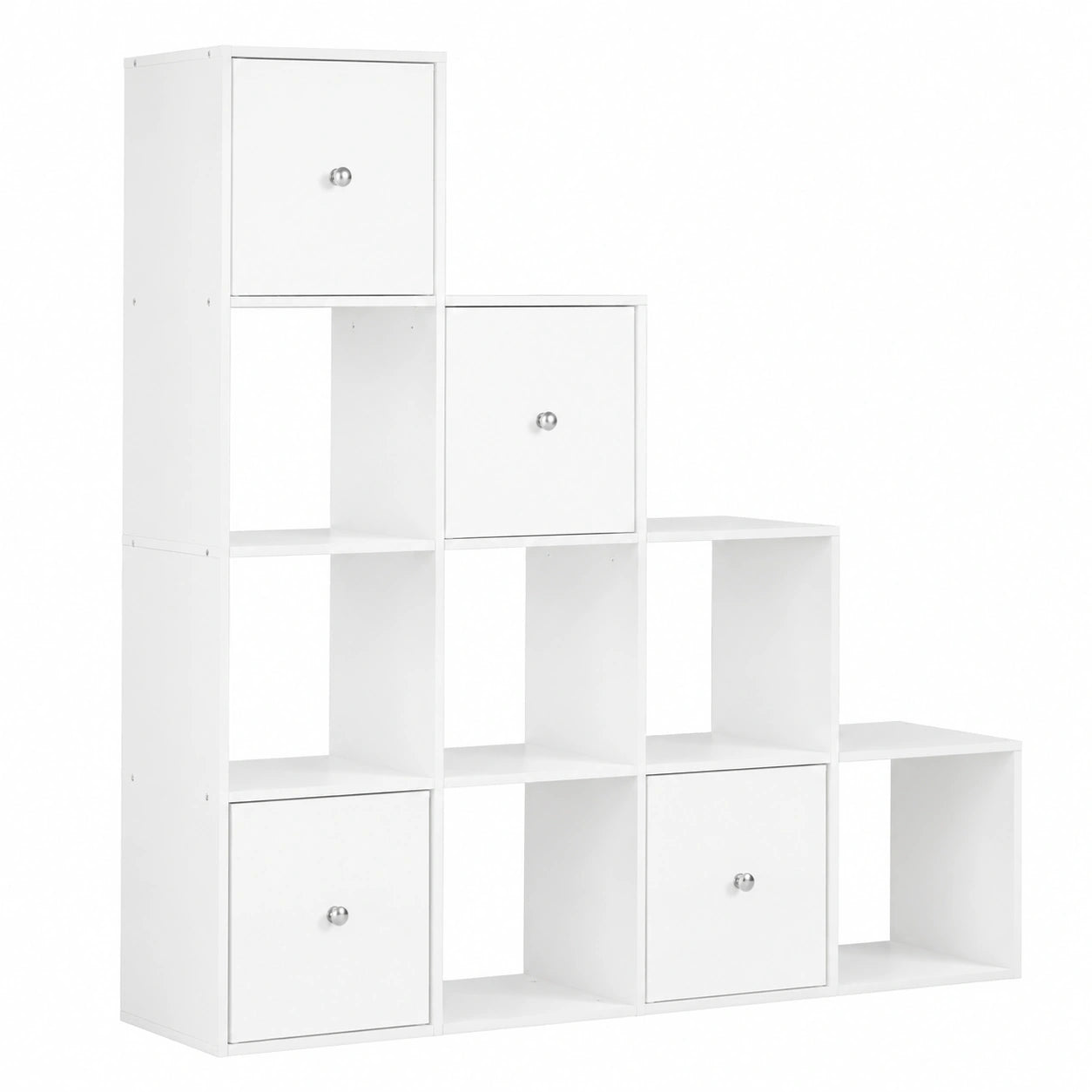 Scaffale Moderno a Cubi con Cesti Pieghevoli, 128x29x128 cm, Bianco