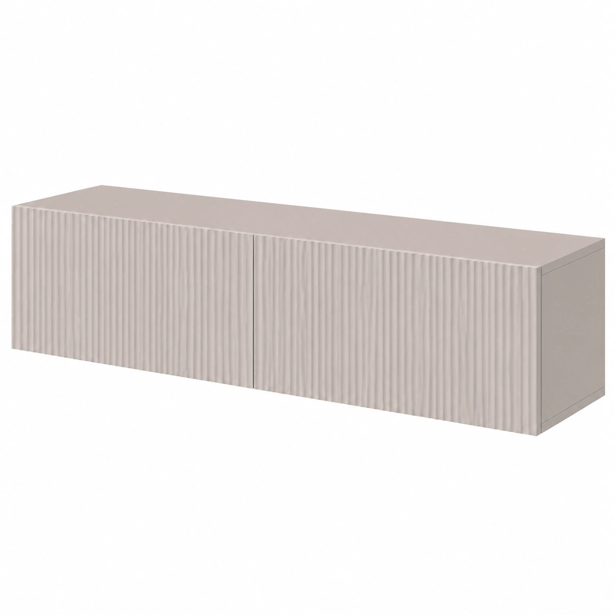 Mobile TV Sospeso 140 cm Grigio Beige con Facciata Fresata Veldio