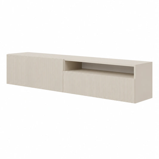Mobile Porta TV Sospeso, 175 cm, Grigio Beige con Scomparto Aperto