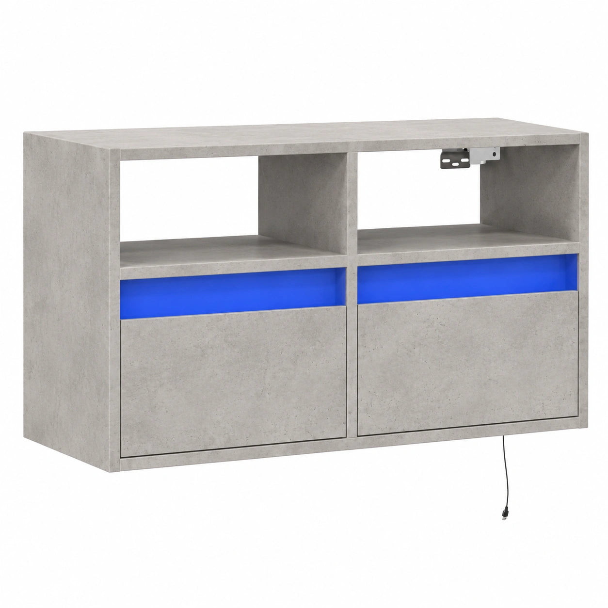 Mobile TV Sospeso con LED in Grigio Cemento, 80x31x45 cm