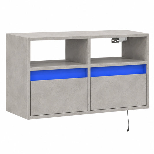 Mobile TV Sospeso con LED in Grigio Cemento, 80x31x45 cm