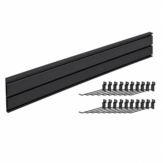Set di Pannelli Forati Neri con 20 Ganci, Ideali per Garage e Officine, 100 x 15,8 cm