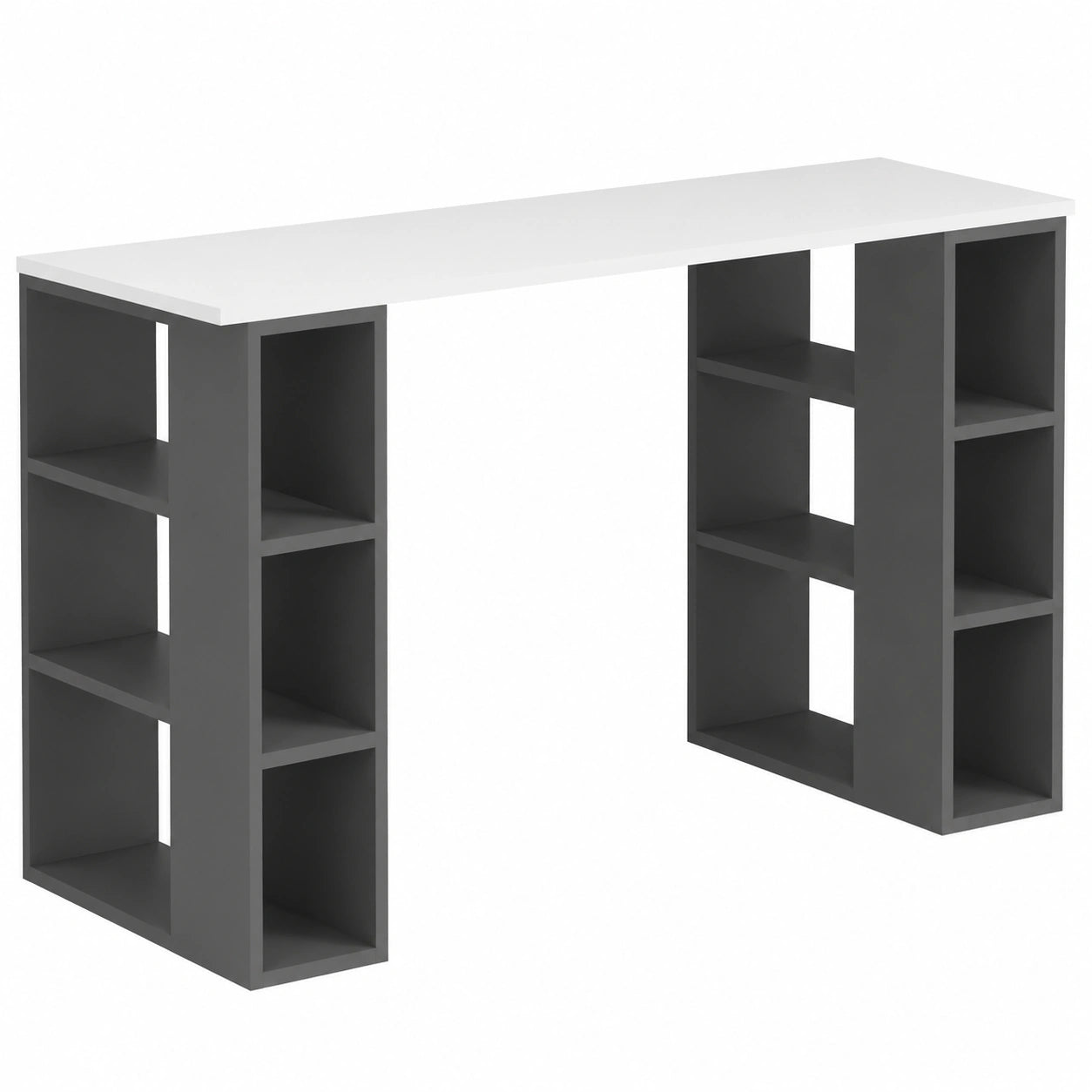 Scrivania Moderna con Libreria a 6 Ripiani in Legno MDF per Casa e Ufficio, Antracite