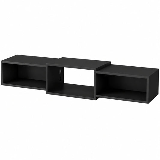 Mobile TV da Parete IBUYKE in Legno, Mensola Multimediale Sospesa, Nero