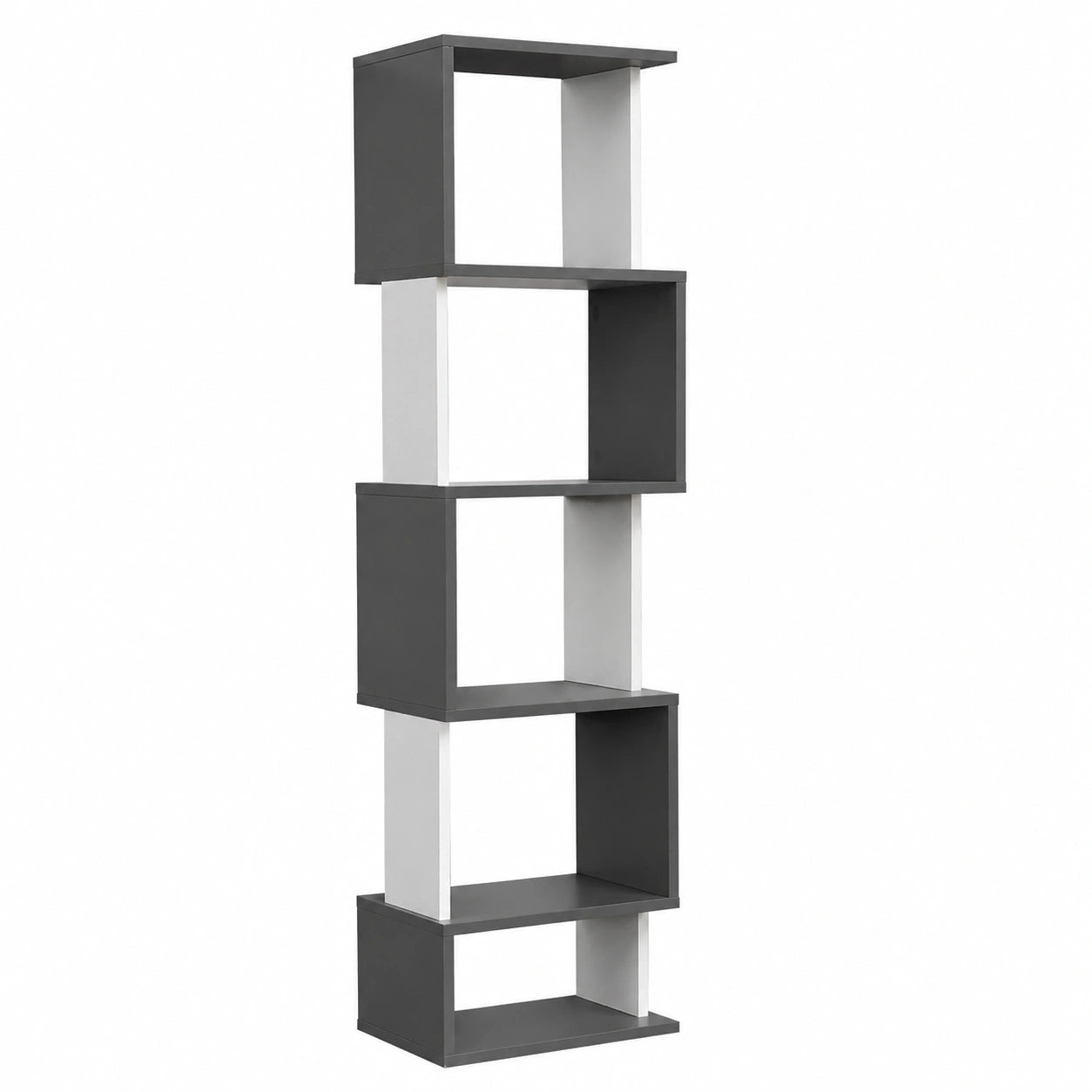 Scaffale Moderno a 5 Ripiani in Legno per Casa e Ufficio, 33x28x161 cm, Grigio/Bianco