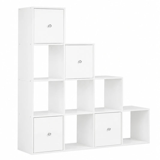 Scaffale Moderno a Cubi con Cesti Pieghevoli, 128x29x128 cm, Bianco