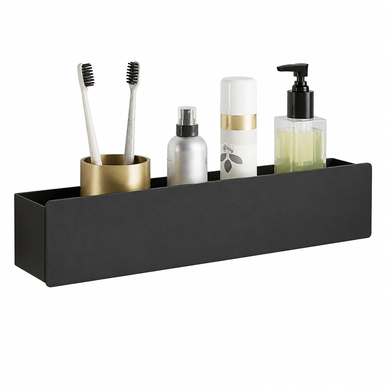 Mensola da Doccia Impermeabile Antiruggine Nero 40 cm per Accessori Bagno