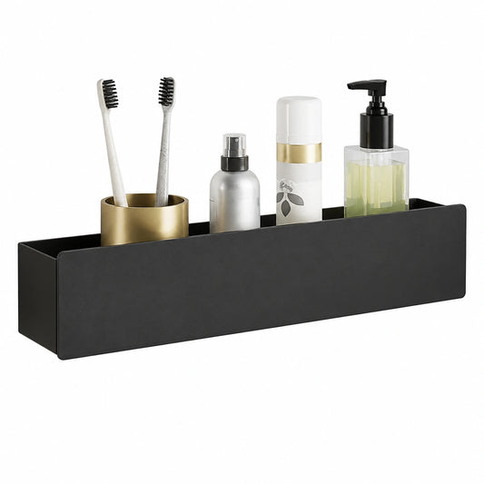 Mensola da Doccia Impermeabile Antiruggine Nero 40 cm per Accessori Bagno