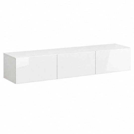 Mobile TV a Muro Moderno con 3 Ante, 180x31,5x29,8 cm, Finitura Bianco Lucido