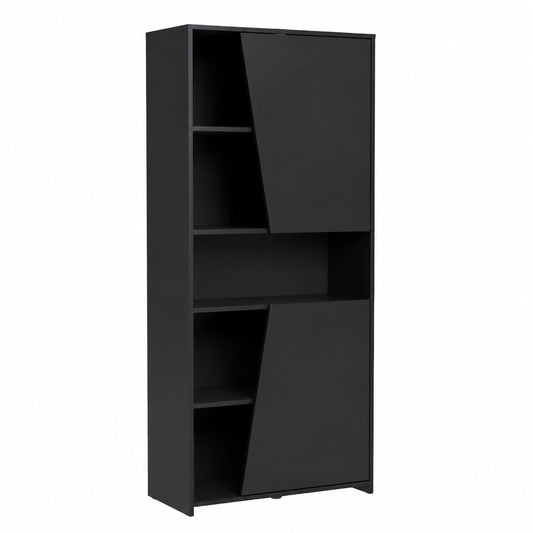 Libreria da Gioco con LED Nero, 6 Ripiani, Stile Moderno, 180x67x28 cm