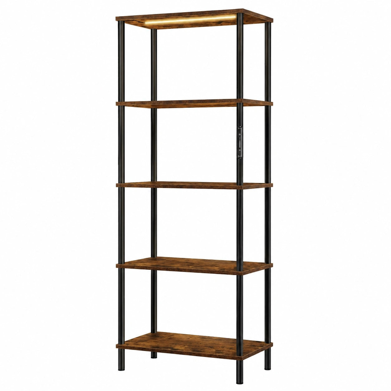 Scaffale a 5 Ripiani con LED Regolabile, Libreria Moderna in Legno, 60x30x170 cm, Controllo Touch e Telecomando, Ideale per Soggiorno e Ufficio