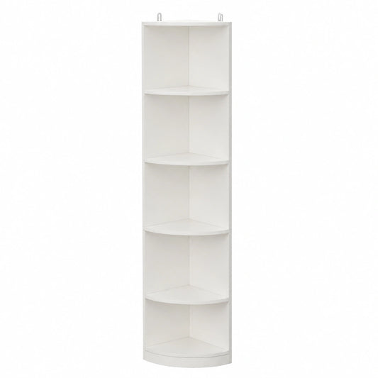 Scaffale YITAHOME a 5 Ripiani in Legno, Libreria Moderna Salvaspazio con Vani Aperti per Casa e Ufficio, Bianco 180 cm