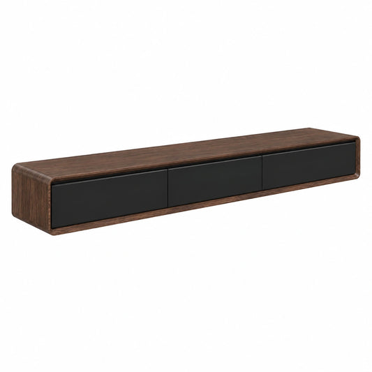 Supporto TV in Legno Massello Regolabile, Montaggio a Parete, 160-240cm, Soggiorno e Camera da Letto, Colore Marrone/Nero