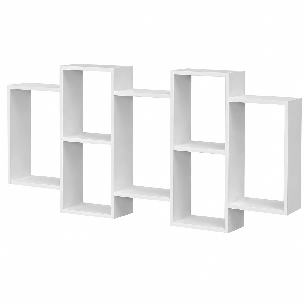 Libreria Sospesa a 7 Scomparti, 161x18x65 cm, Bianco Opaco
