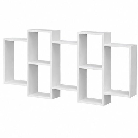 Libreria Sospesa a 7 Scomparti, 161x18x65 cm, Bianco Opaco
